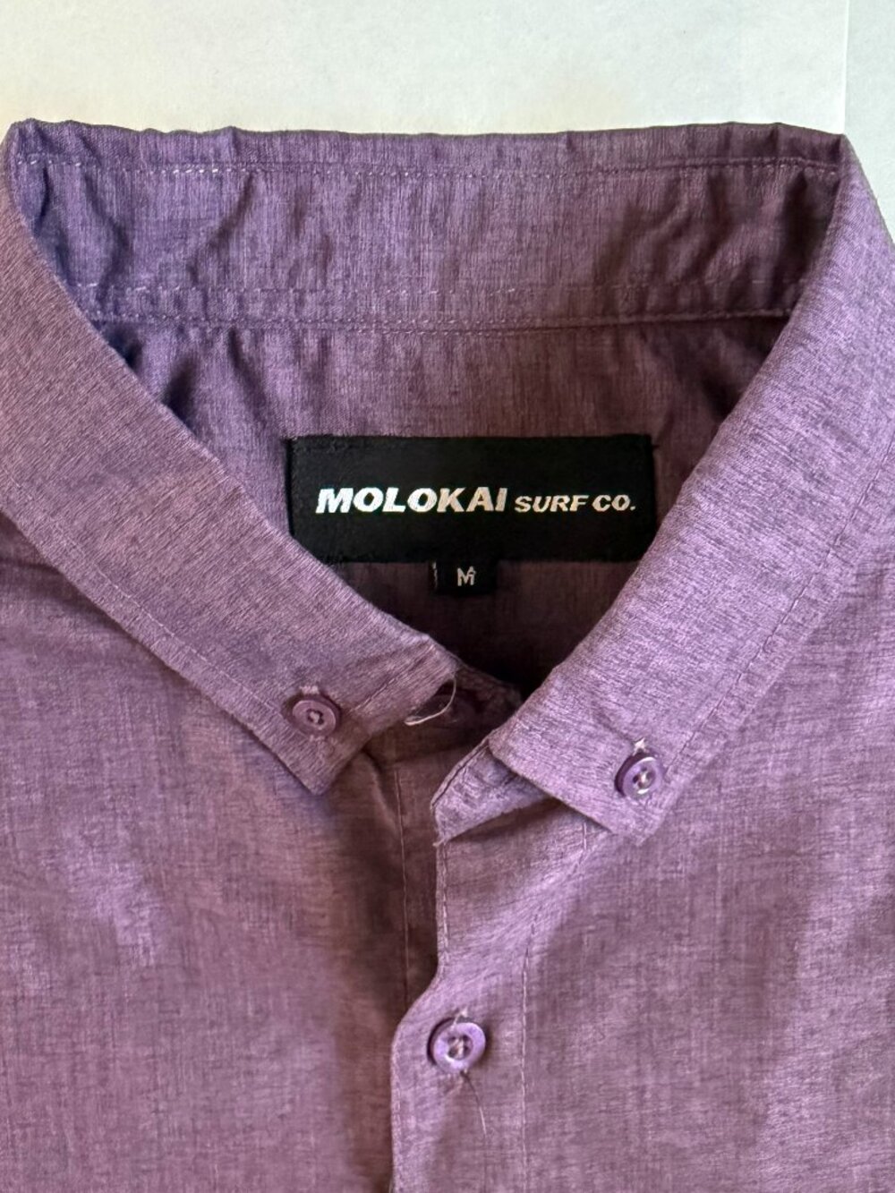 MOLOKAI SURF CO. Solid Heather Purple Mens Button-up Shirt